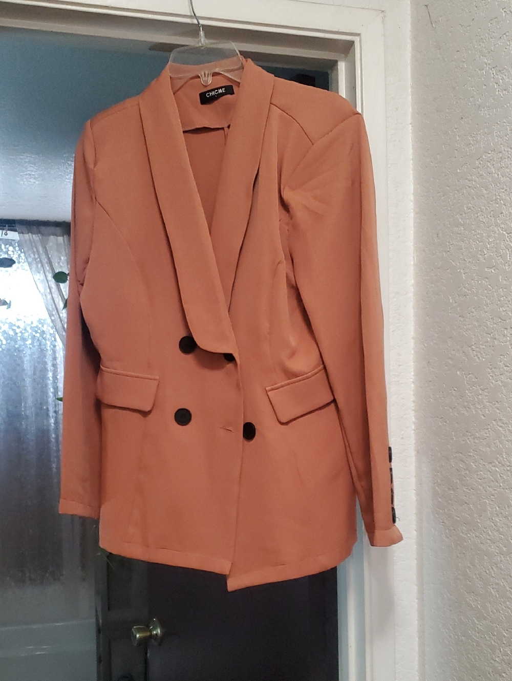 chic Double-Breasted Blazer Jacket in Burnt Orange